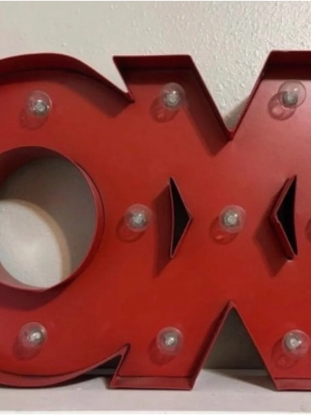 Large Red metal Marquee 'OX' Light-Up battery Metal Sign